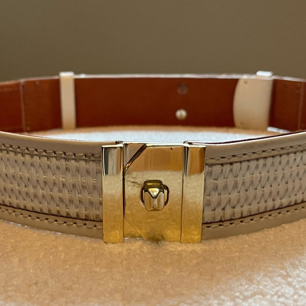 Club Monaco Cream Leather & Webbing Belt